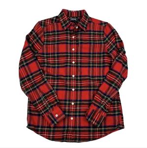 Lands End Red Tartan Plaid Flannel Women's Blouse